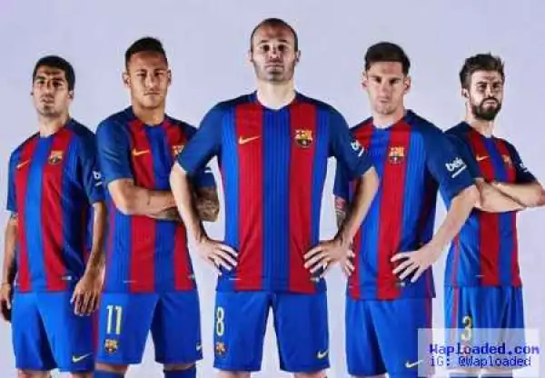 Photo: Barcelona FC Unveils New Football Kits For Next Season